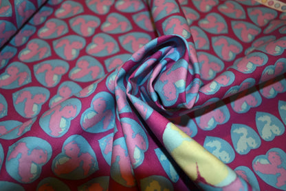 Patchwork Baumwolle "Heart Candy" hellblau dunkelviolett *Breite 110 cm*
