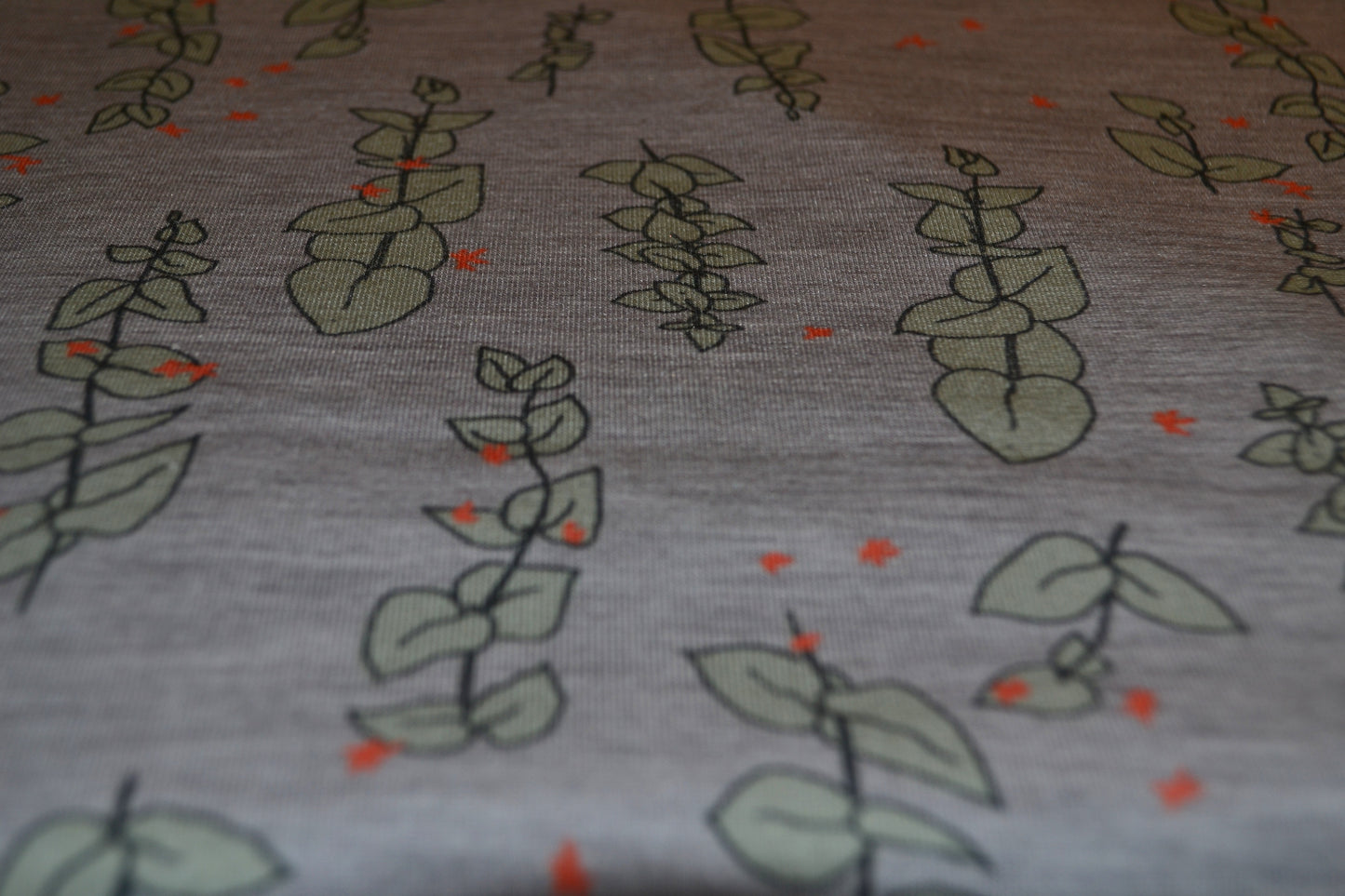 Modal Jersey "Blätter" mintgrün lachs hellgrau *Breite 140cm*