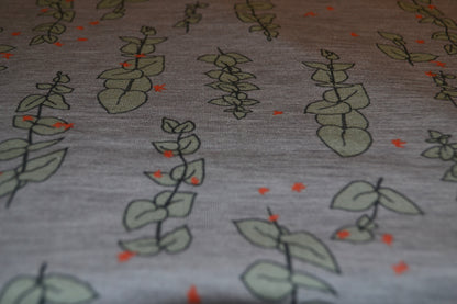 Modal Jersey "Blätter" mintgrün lachs hellgrau *Breite 140cm*
