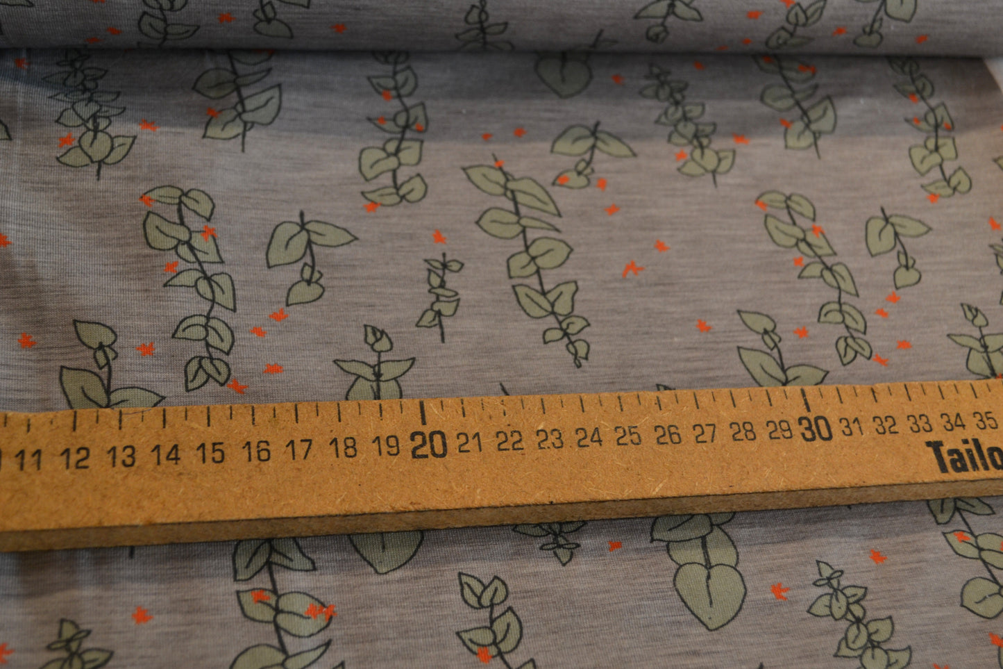 Modal Jersey "Blätter" mintgrün lachs hellgrau *Breite 140cm*