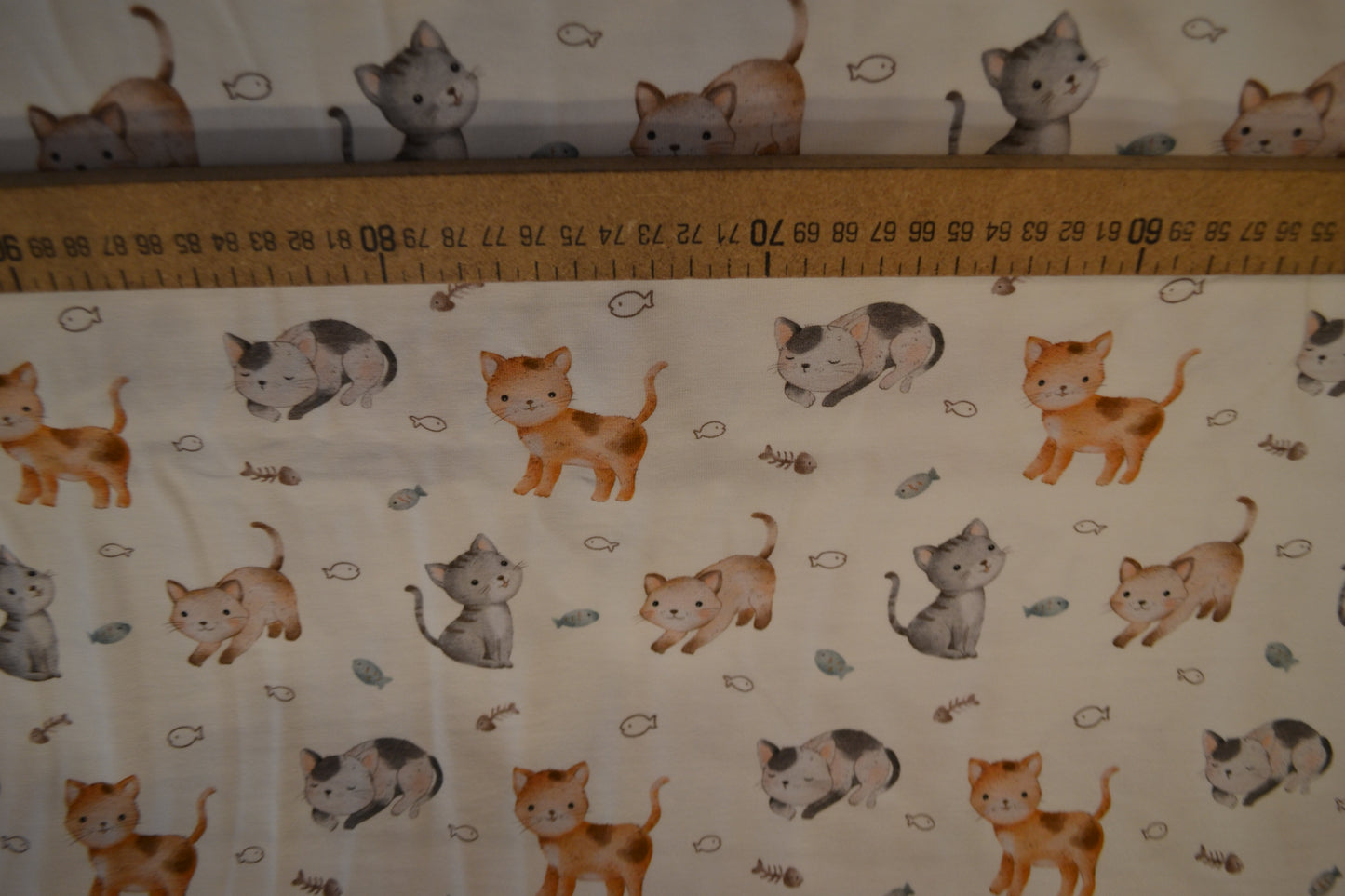 Baumwoll Jersey "Katzen" braun grau creme *Breite 150cm*