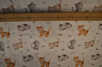 Baumwoll Jersey "Katzen" braun grau creme *Breite 150cm*