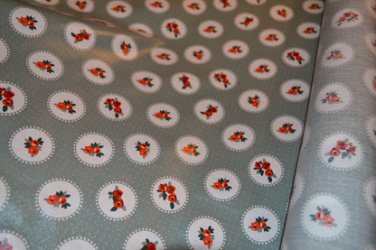 Beschichtete Baumwolle "Rosen" grau rosé grün *Breite 150cm*