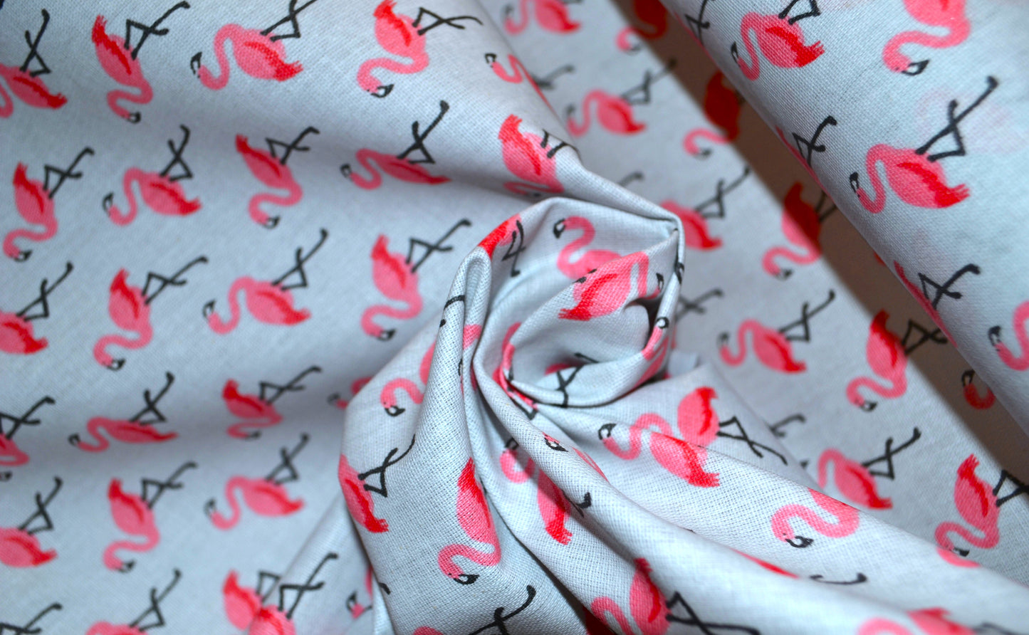 Beschichtete Baumwolle "Flamingos" rosé hellblau *Breite 150cm*