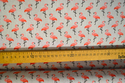Beschichtete Baumwolle "Flamingos" rosé hellblau *Breite 150cm*