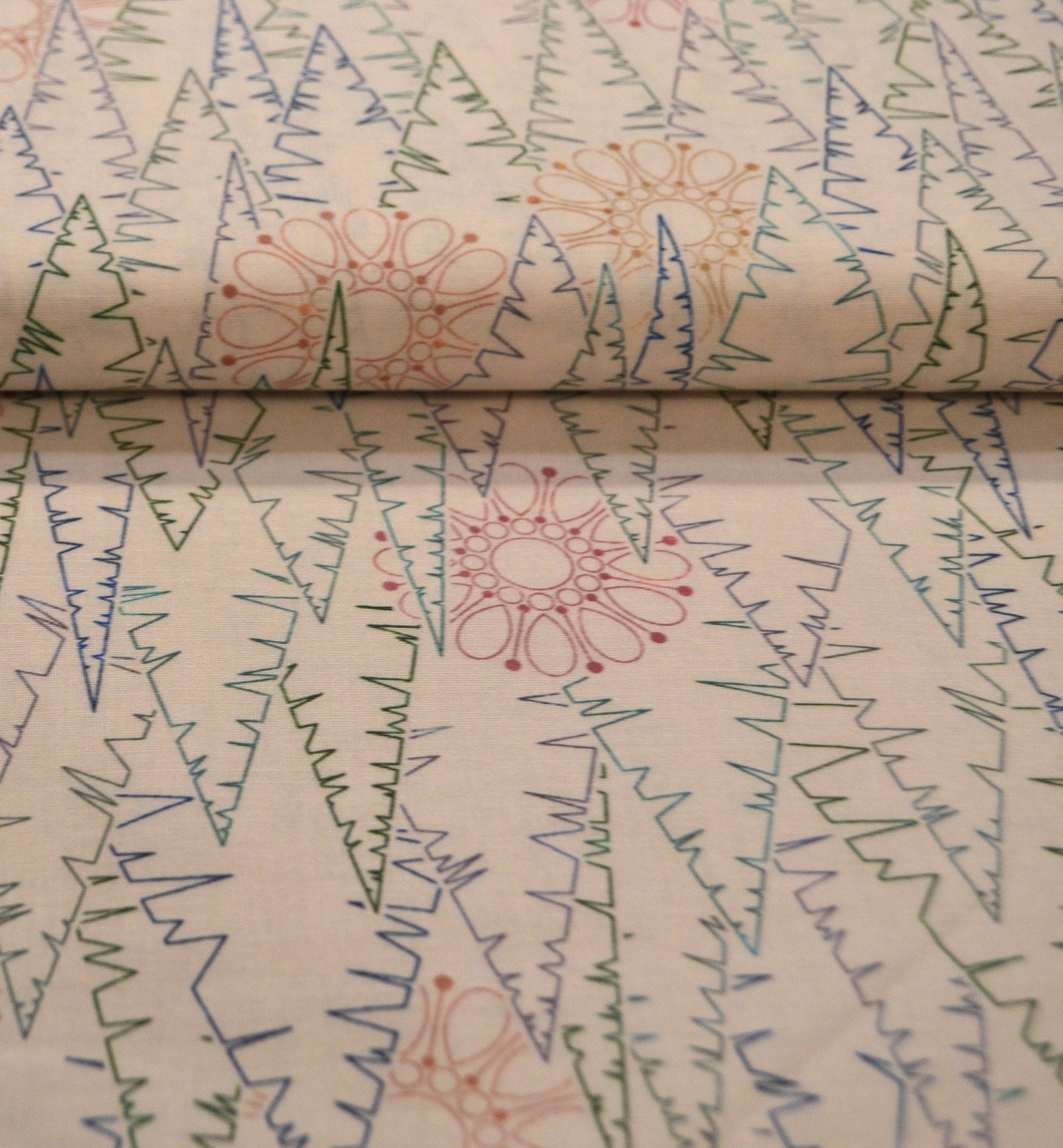 Patchwork Baumwolle "Bäume" bunt weiß *Breite 110 cm *