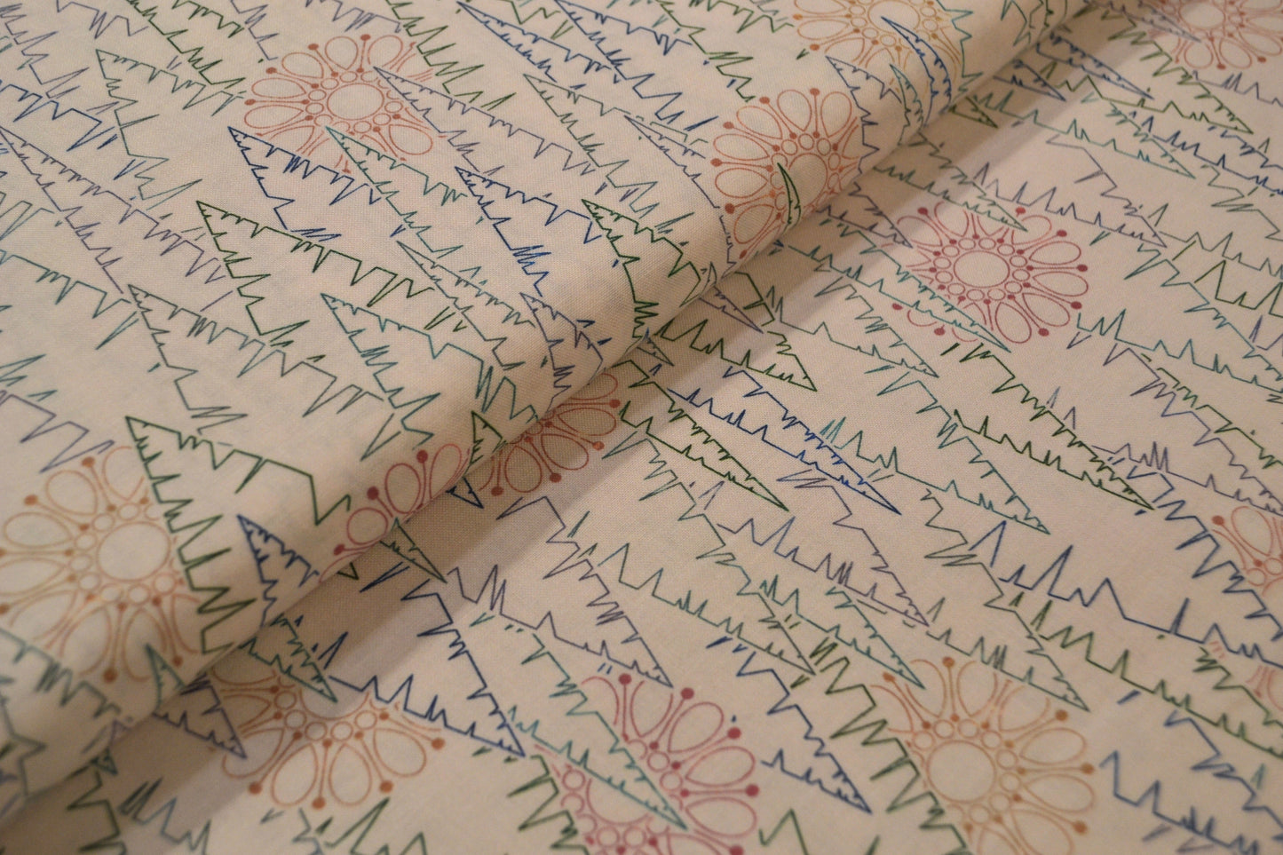 Patchwork Baumwolle "Bäume" bunt weiß *Breite 110 cm *