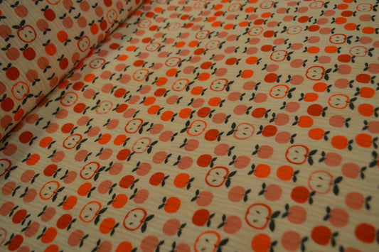 Musselin Äpfel Vintage rot rosé grün weiß *Breite 138cm*