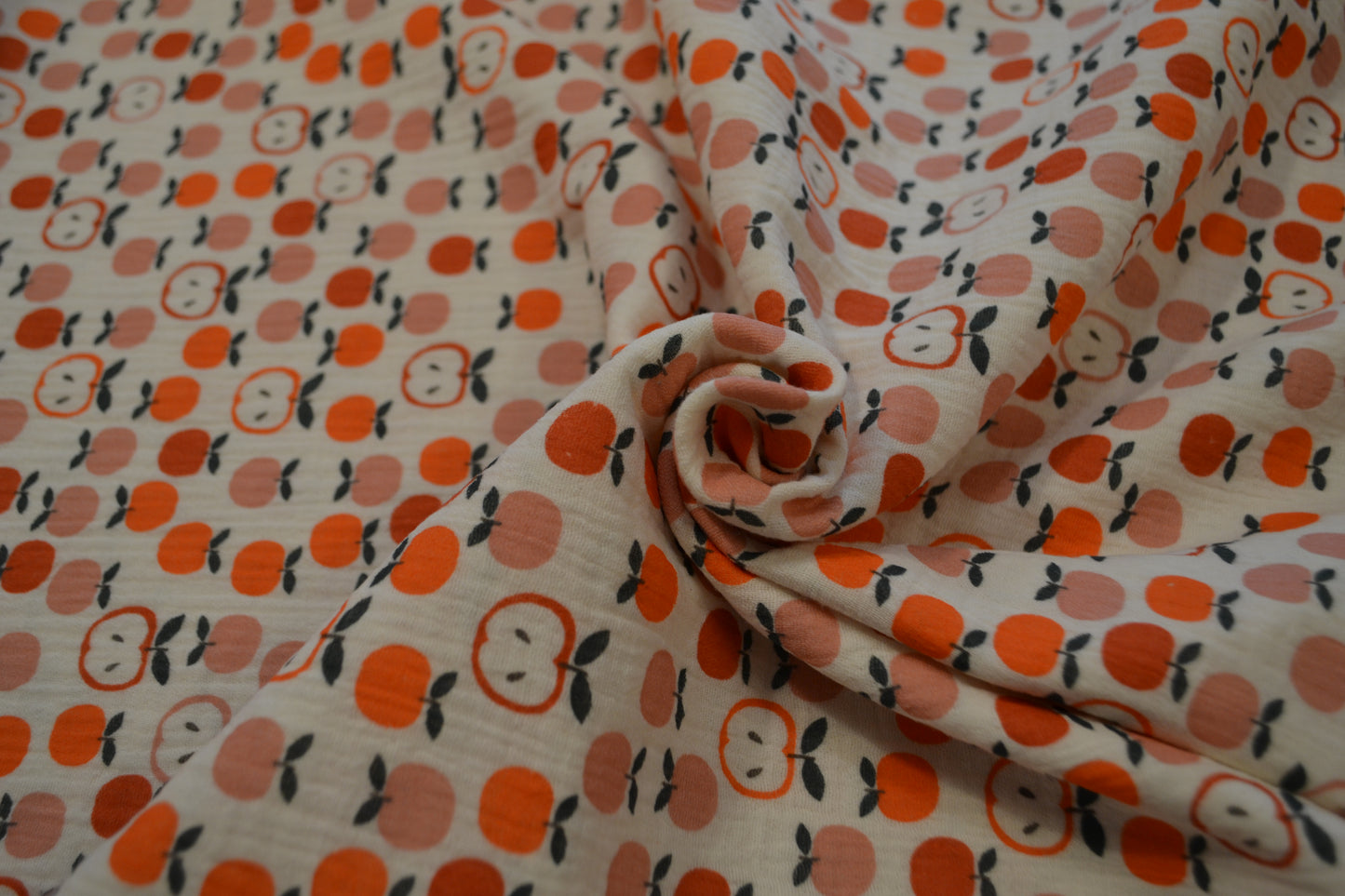 Musselin Äpfel Vintage rot rosé grün weiß *Breite 138cm*