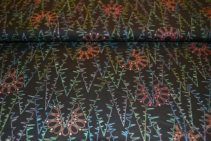 Patchwork Baumwolle "Bäume" bunt schwarz *Breite 110 cm*
