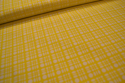 Patchwork Baumwolle "Kreise Karo" weiß gelb *Breite 110 cm*
