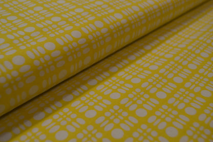 Patchwork Baumwolle "Kreise Karo" weiß gelb *Breite 110 cm*