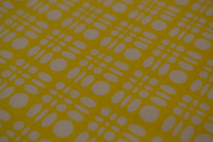 Patchwork Baumwolle "Kreise Karo" weiß gelb *Breite 110 cm*