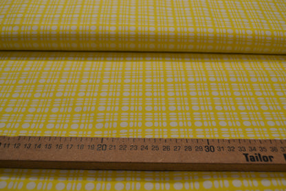 Patchwork Baumwolle "Kreise Karo" weiß gelb *Breite 110 cm*