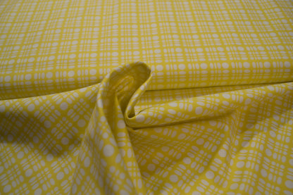 Patchwork Baumwolle "Kreise Karo" weiß gelb *Breite 110 cm*