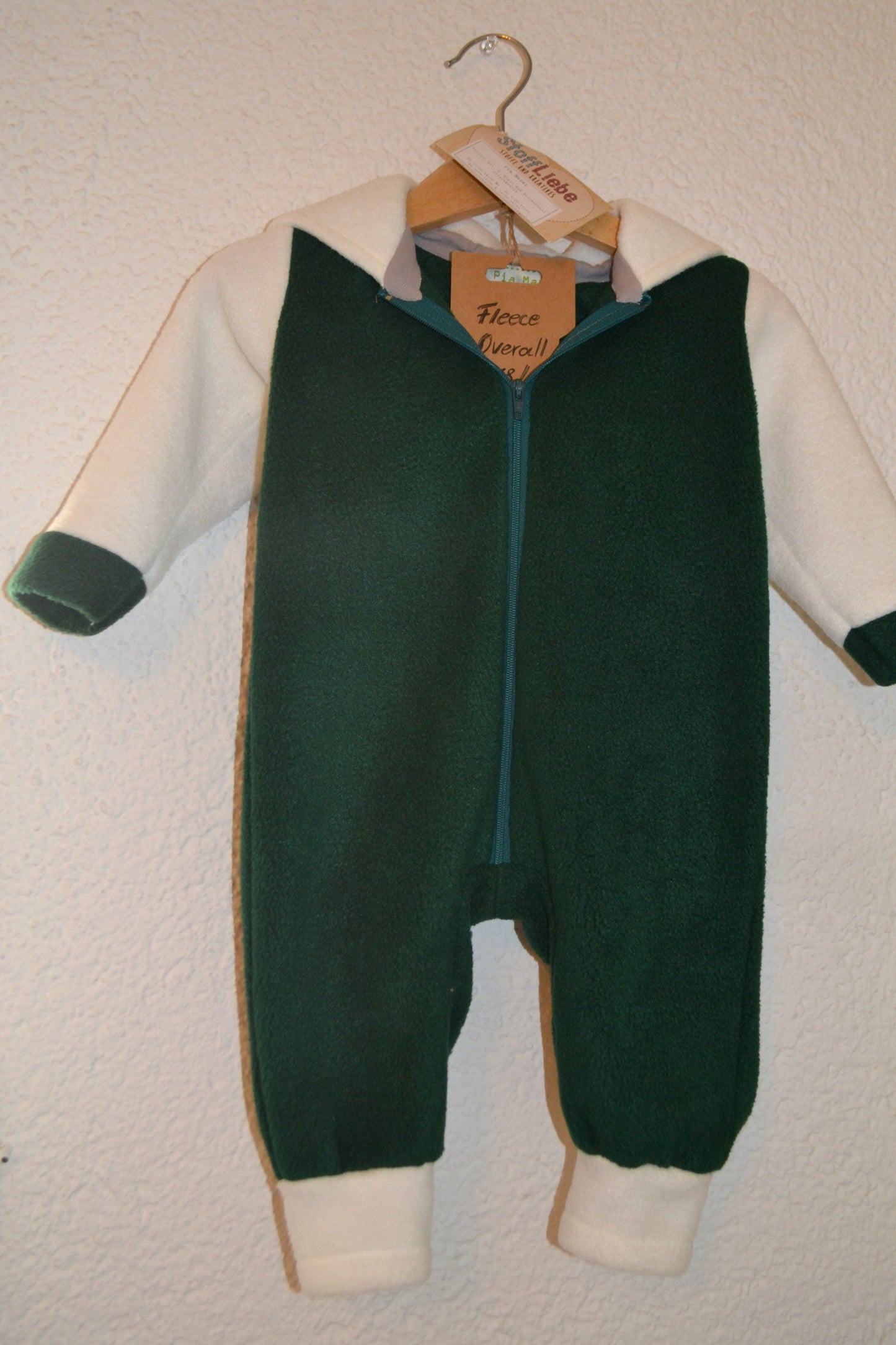 Fleece Overall grün weiß Gr. 68