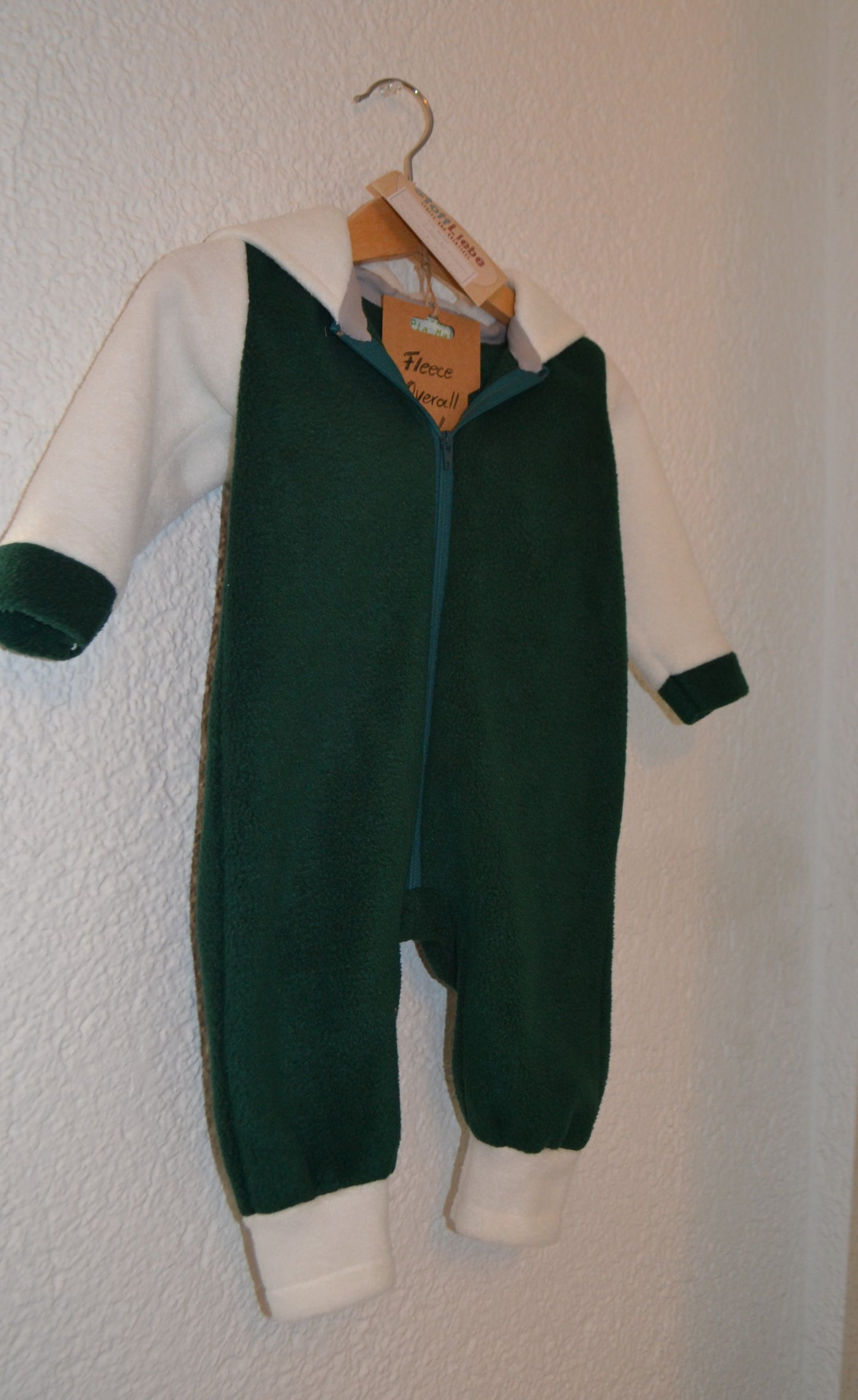 Fleece Overall grün weiß Gr. 68