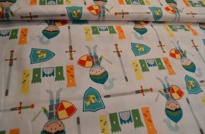 Patchwork Baumwolle "Ritter Burg" bunt weiß *Breite 110 cm*