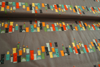 Patchwork Baumwolle "Burg" bunt grau *Breite 110 cm*