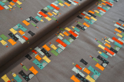 Patchwork Baumwolle "Burg" bunt grau *Breite 110 cm*