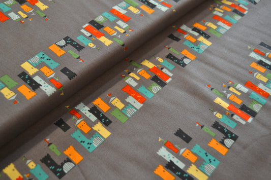 Patchwork Baumwolle "Burg" bunt grau *Breite 110 cm*
