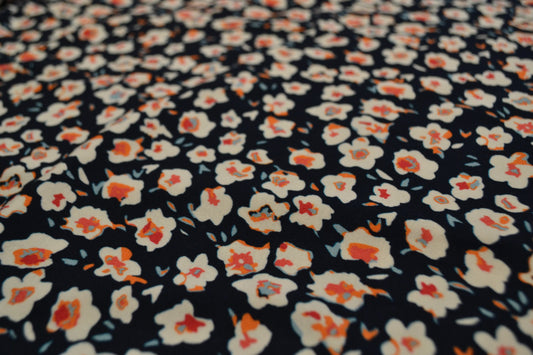 Viskosejersey Blumen weiß rot blau *Breite 150cm*