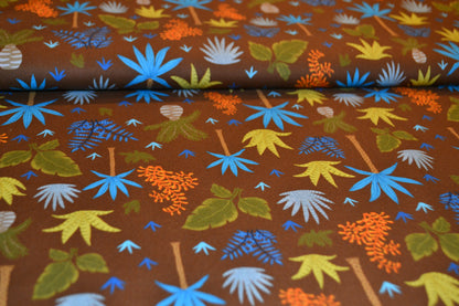 Patchwork Baumwolle "Palmenwald" blau grün braun *Breite 110 cm*