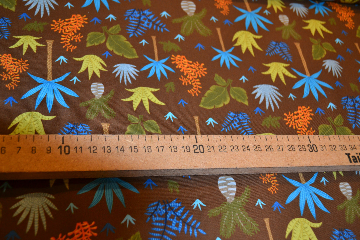 Patchwork Baumwolle "Palmenwald" blau grün braun *Breite 110 cm*