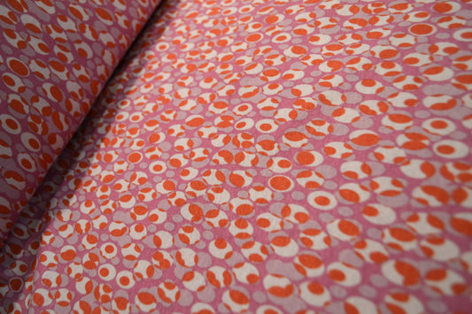 Viskosejersey Oval Punkte weiß rot pink *Breite 150cm*