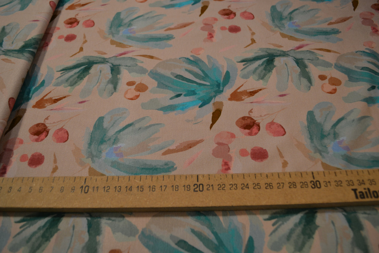 Viskosejersey Kirsch Palme grün braun weinrot altrosa *Breite 150cm*