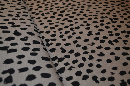 Viskosejersey Punkte schwarz taupe *Breite 150cm*