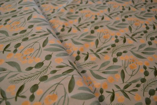 Viskosejersey Oliven Strauch apricot oliv *Breite 150cm*