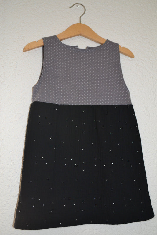 Sommerkleid Musselin grau schwarz Gr. 86/92